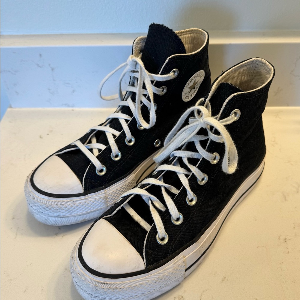 Black High-Top Platform Converse - 6